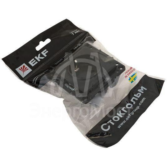 Механизм розетки 1-м СП Стокгольм 16А IP20 с заземл. защ. шторки черн. PROxima EKF EZR16-028-10