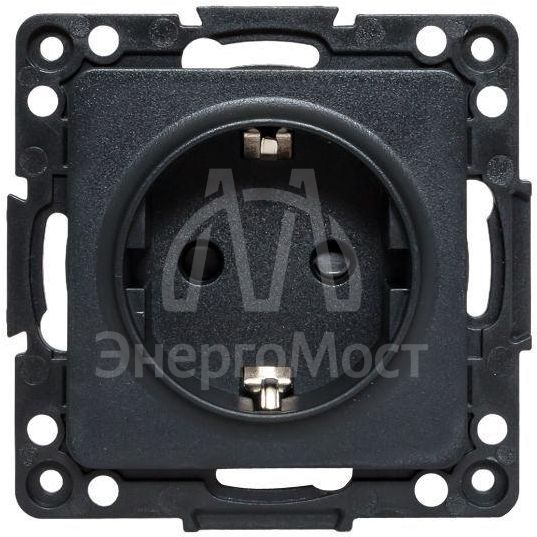 Механизм розетки 1-м СП Стокгольм 16А IP20 с заземл. защ. шторки черн. PROxima EKF EZR16-028-10
