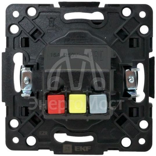 Механизм розетки 1-м СП Стокгольм 16А IP20 с заземл. защ. шторки черн. PROxima EKF EZR16-028-10