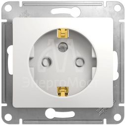 Механизм розетки 1-м СП Glossa 16А защ. шторки с заземл. бел. SchE GSL000145