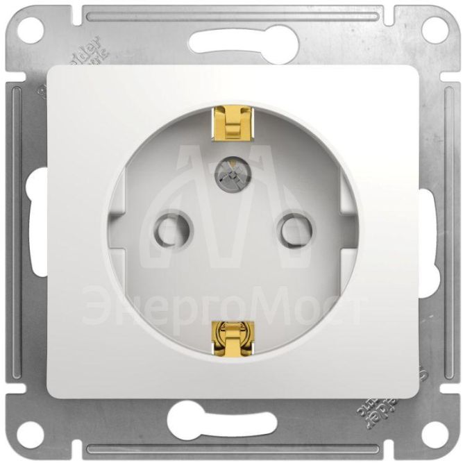Механизм розетки 1-м СП Glossa 16А защ. шторки с заземл. бел. SchE GSL000145