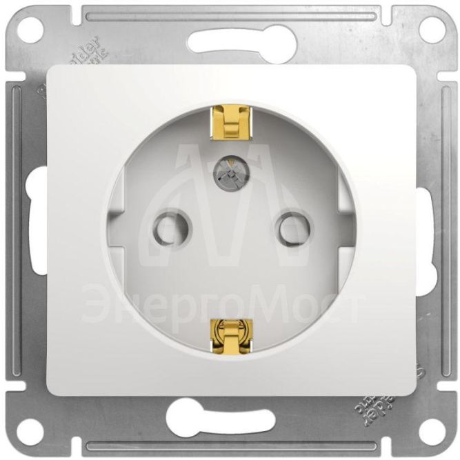 Механизм розетки 1-м СП Glossa 16А защ. шторки с заземл. бел. SchE GSL000145