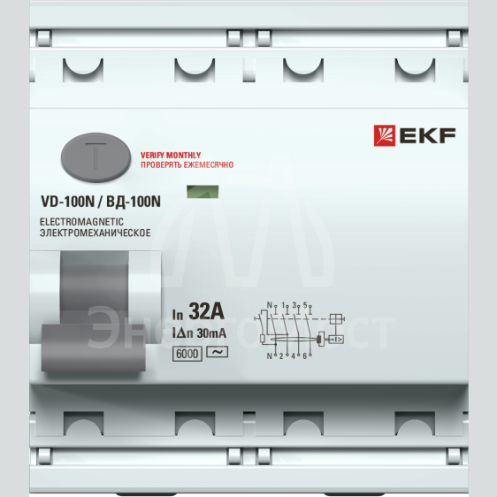 Выключатель дифференциального тока 4п 32А 30мА тип AC 6кА ВД-100N электромех. PROxima EKF E1046M3230