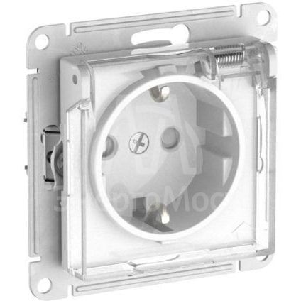 Розетка AtlasDesign Aqua 16А IP44 с заземл. защ. шторки с прозр. крышкой быстрозажим. клем. механизм бел. SE ATN440146S