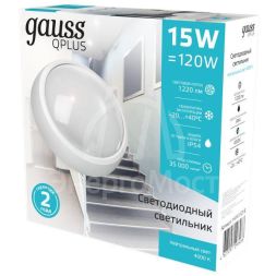Светильник светодиодный 15Вт 4000К IP65 круглый Gauss 141411215
