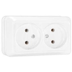 Розетка 2-м ОП Олимп 16А IP20 бел. Universal О0102