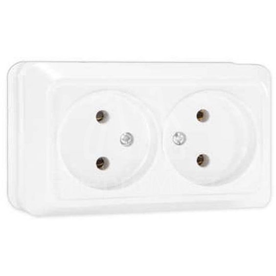 Розетка 2-м ОП Олимп 16А IP20 бел. Universal О0102