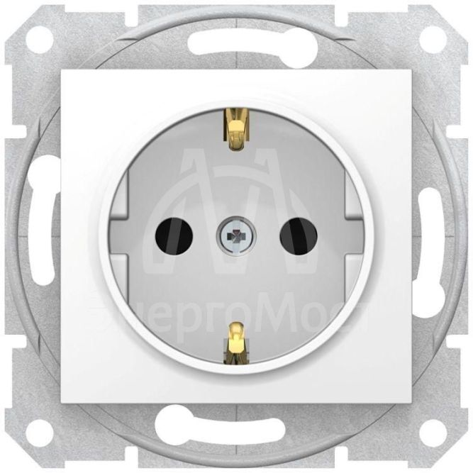 Механизм розетки 1-м СП Sedna защ. шторки с заземл. бел. SchE SDN3000121