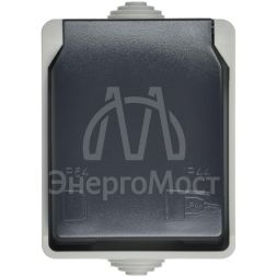 Розетка 1-м ОП Форс РСб20-3-ФСр с защ. крышкой с заземл. IP54 IEK ERS12-K03-16-54-DC