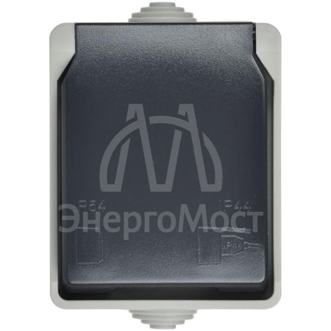 Розетка 1-м ОП Форс РСб20-3-ФСр с защ. крышкой с заземл. IP54 IEK ERS12-K03-16-54-DC