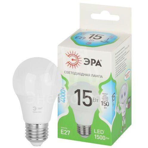 Лампа светодиодная GREEN LINE A60-15W-840-E27 GL 15Вт груша 4000К яркий свет бел. E27 Эра Б0067128