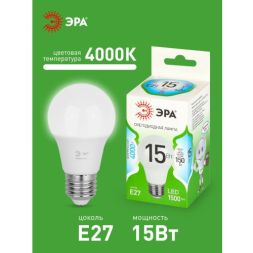 Лампа светодиодная GREEN LINE A60-15W-840-E27 GL 15Вт груша 4000К яркий свет бел. E27 Эра Б0067128