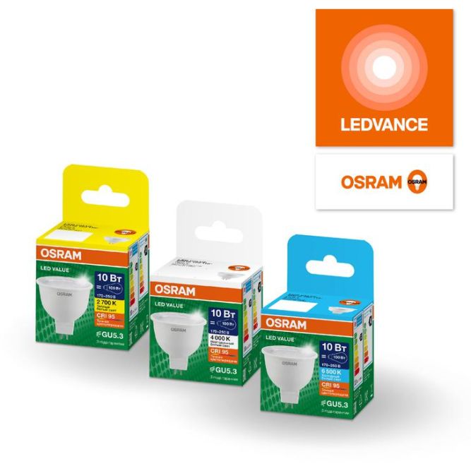 Лампа светодиодная LED G4 Value LVMR1675 7W/940 CRI95 7Вт 4000К 700лм рефлектор прозр. GU5.3 170-250В OSRAM 4610590510030