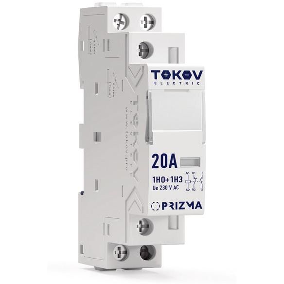 Контактор модульный 18мм 20А 230В АС 1НО 1НЗ PRIZMA TOKOV ELECTRIC TKE-PZ-MC-1-20-230-11