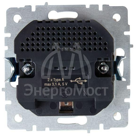 Розетка BRITE РЮш10-2-БрБ 16А с USB A+A 3.1А с заземл. защ. шторки бел. IEK BR-R14-16-U21-D31-K01