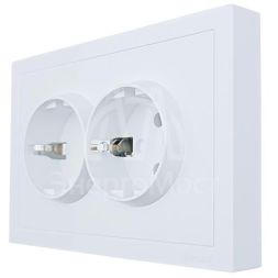 Розетка 2-мест. с/з СП ZIMA IP20 16А ПБТ безвинт. зажим бел. LEZARD 704-0200-127BQC