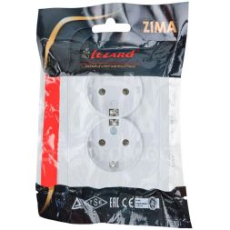Розетка 2-мест. с/з СП ZIMA IP20 16А ПБТ безвинт. зажим бел. LEZARD 704-0200-127BQC