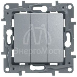 Механизм выключателя 3-кл. СП Etika Plus 10А IP20 250В 10AX винт. зажимы алюм. Leg 672413