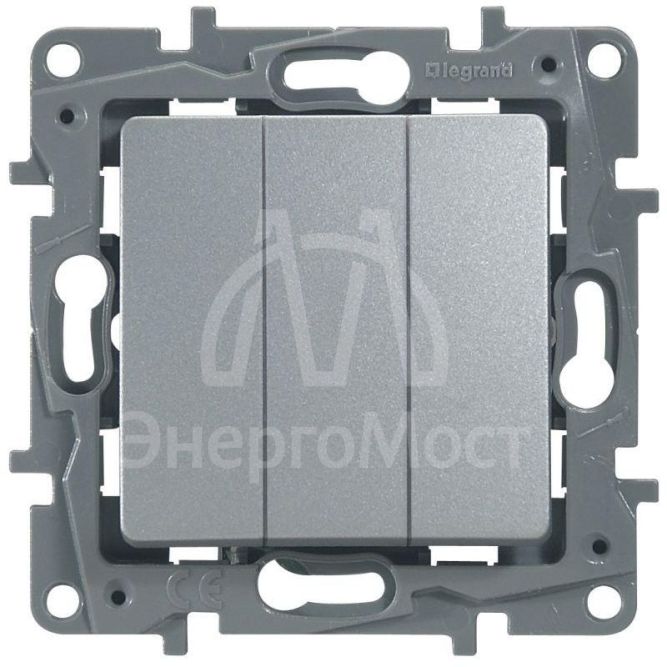 Механизм выключателя 3-кл. СП Etika Plus 10А IP20 250В 10AX винт. зажимы алюм. Leg 672413