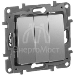 Механизм выключателя 3-кл. СП Etika Plus 10А IP20 250В 10AX винт. зажимы алюм. Leg 672413
