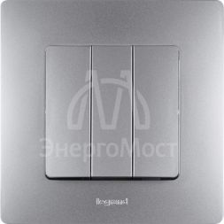 Механизм выключателя 3-кл. СП Etika Plus 10А IP20 250В 10AX винт. зажимы алюм. Leg 672413