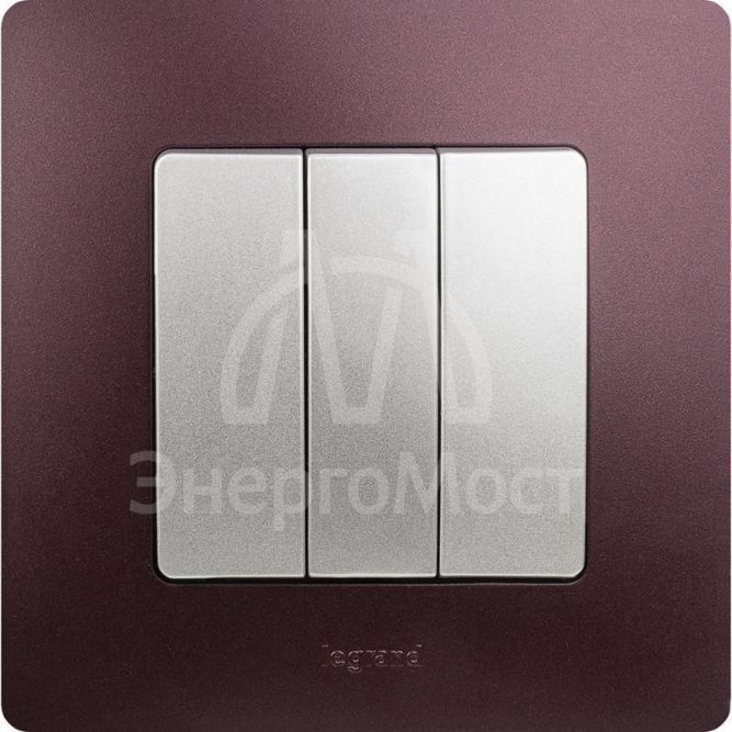 Механизм выключателя 3-кл. СП Etika Plus 10А IP20 250В 10AX винт. зажимы алюм. Leg 672413