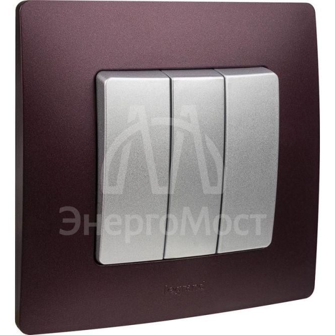 Механизм выключателя 3-кл. СП Etika Plus 10А IP20 250В 10AX винт. зажимы алюм. Leg 672413