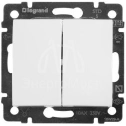 Механизм выключателя 2-кл. СП Valena 10А IP31 250В бел. Leg 774405