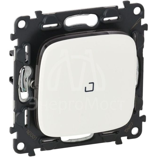 Механизм переключателя 1-кл. СП Valena Allure 10А IP20 250В 10AX с подсветкой с лиц. панелью безвинт. зажимы бел. Leg 752726