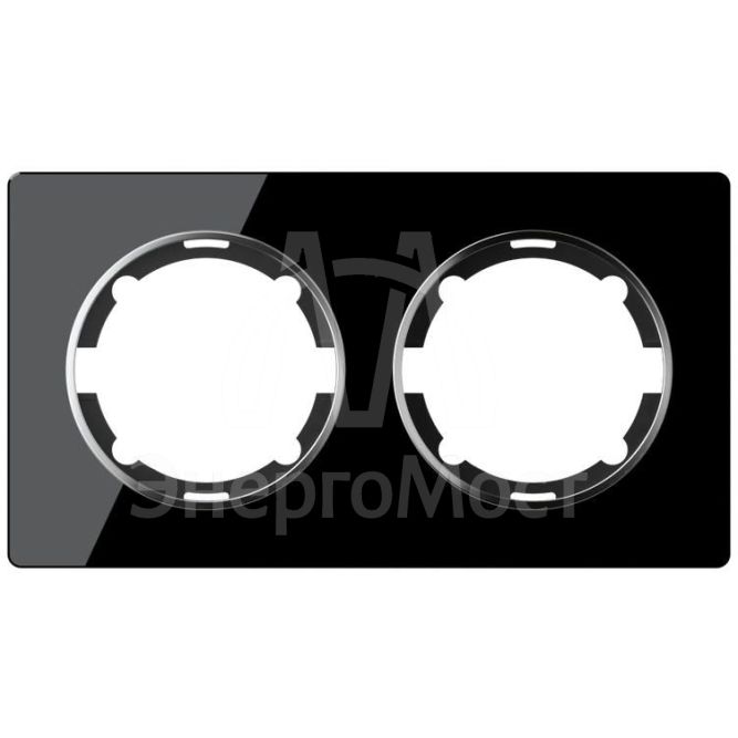 Рамка 2-м Garda горизонт. стеклянная чер. 2E52201303 OneKeyElectro 2234940