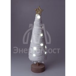 Светильник настольный &amp;quot;Елка&amp;quot; дизайн 1 (деревянное основание и звезда) 20LED плюш 11.5х38.5см тепл. бел. КОСМОС KOC_TAB-B104