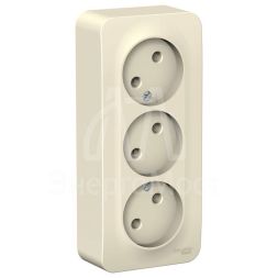 Розетка 3-м ОП Blanca 16А IP20 250В без заземл. без защ. шторок с изолир. пластиной молоч. SE BLNRA000312