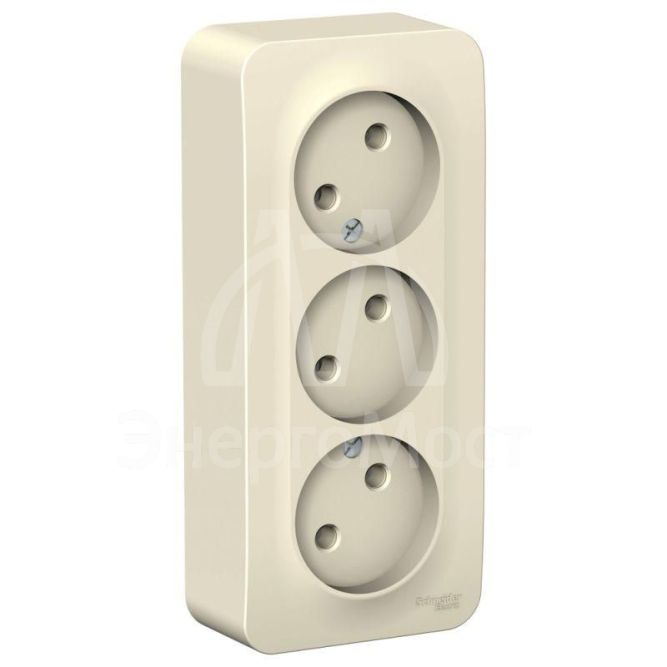 Розетка 3-м ОП Blanca 16А IP20 250В без заземл. без защ. шторок с изолир. пластиной молоч. SE BLNRA000312
