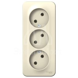 Розетка 3-м ОП Blanca 16А IP20 250В без заземл. без защ. шторок с изолир. пластиной молоч. SE BLNRA000312