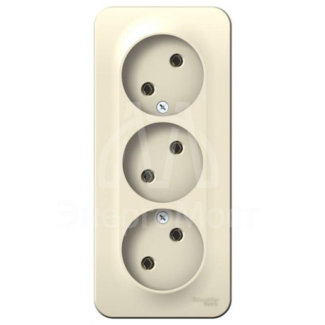 Розетка 3-м ОП Blanca 16А IP20 250В без заземл. без защ. шторок с изолир. пластиной молоч. SE BLNRA000312