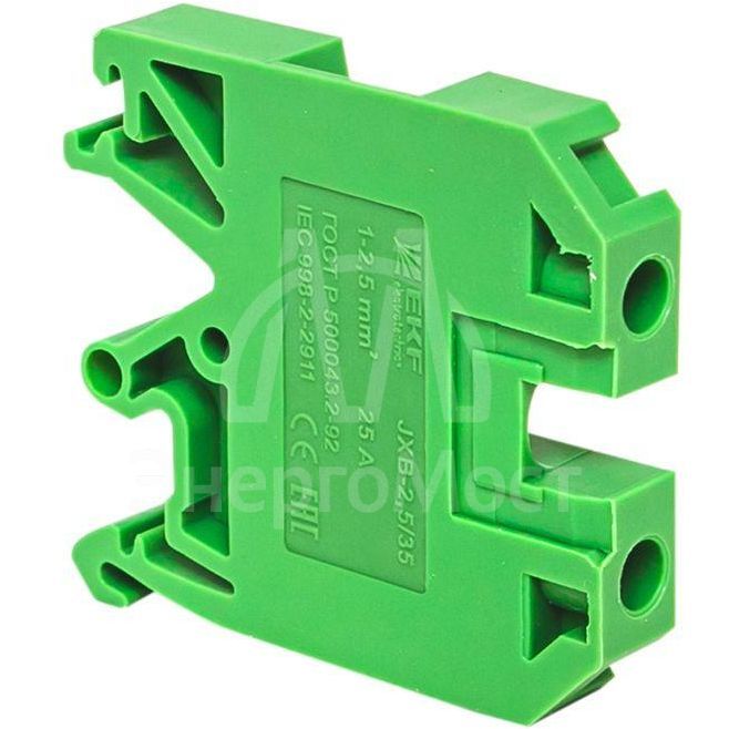 Колодка клеммная JXB-2.5/35 (25а) зел. EKF plc-jxb-2.5/35gn