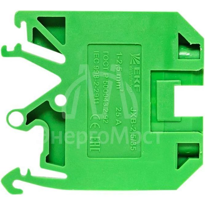 Колодка клеммная JXB-2.5/35 (25а) зел. EKF plc-jxb-2.5/35gn
