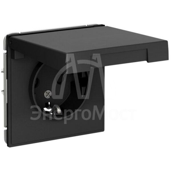 Розетка ArtGallery 16А IP20 с заземл. защ. шторки с крышкой механизм карбон SE GAL001046