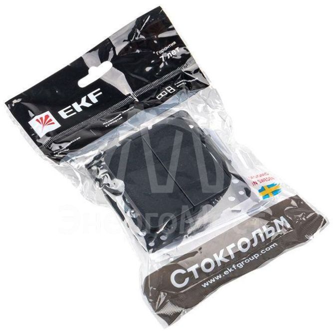 Переключатель проходной 2-кл. Стокгольм 10А механизм черн. PROxima EKF EZV10-027-10