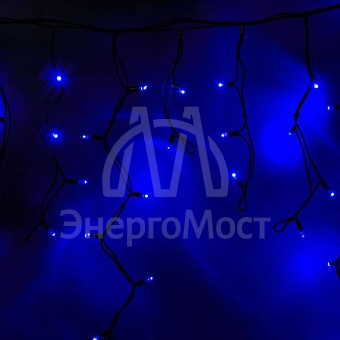 Гирлянда &amp;quot;Айсикл&amp;quot; (бахрома) 4.0х0.6м 128LED син. 8Вт 230В IP67 провод черн. каучук Neon-Night 255-223