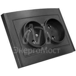 Розетка 2-м СП Бриллиант 16А IP20 без заземл. в сборе графит Universal 7947519-Gr