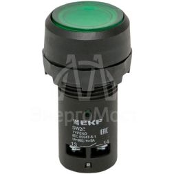 Кнопка SW2C-10D с подсветкой зел. NO 24В EKF sw2c-md-g-24