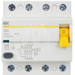 Выключатель дифференциального тока (УЗО) 4п 32А 300мА тип AC ВД1-63 IEK MDV10-4-032-300