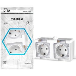 Розетка 2-м ОП Dita 16А IP54 250В с заземл. с прозрачн. крышкой бел.TOKOV LIGHT TKL-DT-R2Z-C01T-IP54