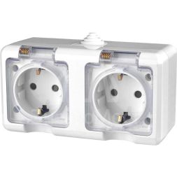Розетка 2-м ОП Dita 16А IP54 250В с заземл. с прозрачн. крышкой бел.TOKOV LIGHT TKL-DT-R2Z-C01T-IP54