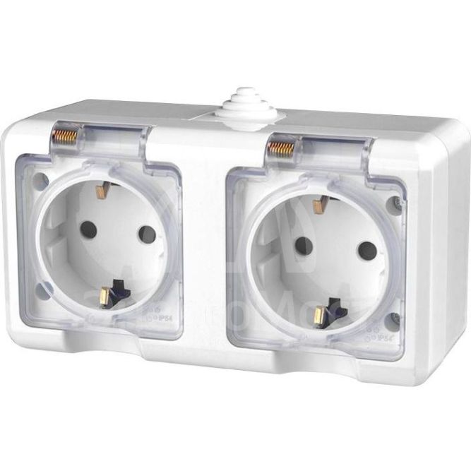 Розетка 2-м ОП Dita 16А IP54 250В с заземл. с прозрачн. крышкой бел.TOKOV LIGHT TKL-DT-R2Z-C01T-IP54
