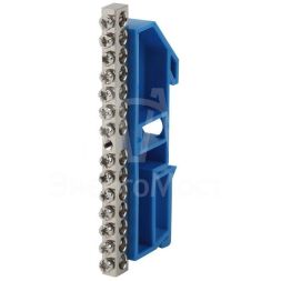 Шина N &amp;quot;ноль&amp;quot; на DIN-изол. ШНИ-6х9-14 никелированная Д син. NO-222-88-1 ЭРА Б0044137