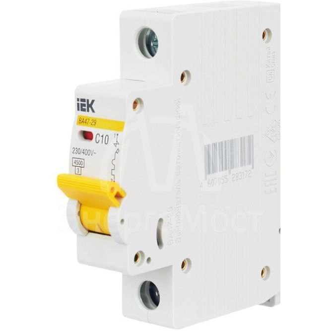 Выключатель автоматический модульный 1п C 10А 4.5кА ВА47-29 IEK MVA20-1-010-C