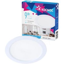 Светильник светодиодный DownL 9Вт 180-265В 4000К кругл. панель бел. КОСМОС KDownL9W4000K