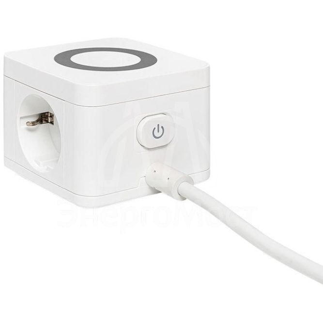 Удлинитель &amp;quot;Куб&amp;quot; 2 гнезда 3USB 2.4А+зарядное устройство 1.3 метра 1кв.мм EKF UBA-CUB-3-WC